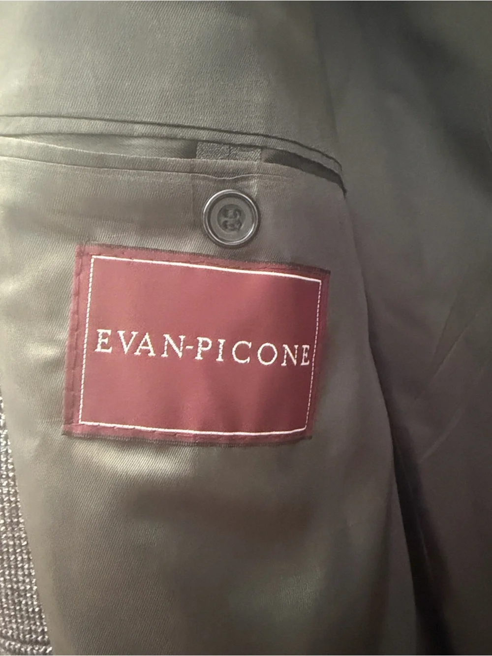 Evan Picone Gray Glen Plaid Double-Breasted Sport Coat